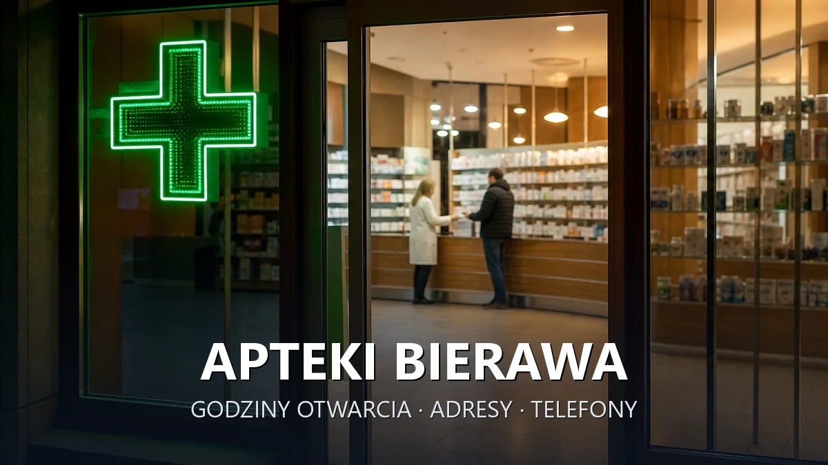Apteki Bierawa, powiat kędzierzyńsko-kozielski - adresy, telefony, godziny otwarcia