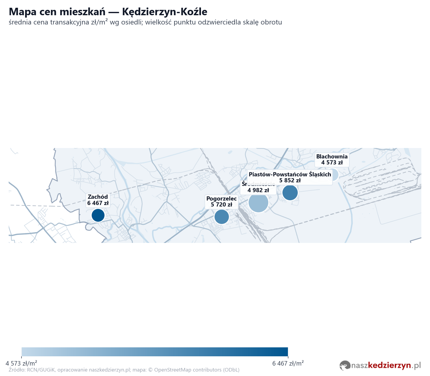 Mapa cen mieszkań - Kędzierzyn-Koźle