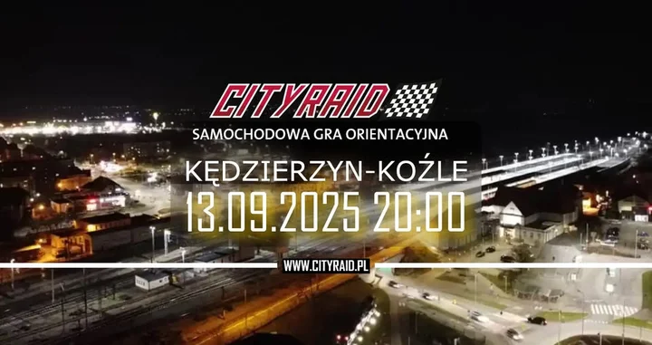 Obrazek przedstawia grafikę promocyjną wydarzenia Samochodowa gra na orientację CITYRAID w Kędzierzynie-Koźlu
