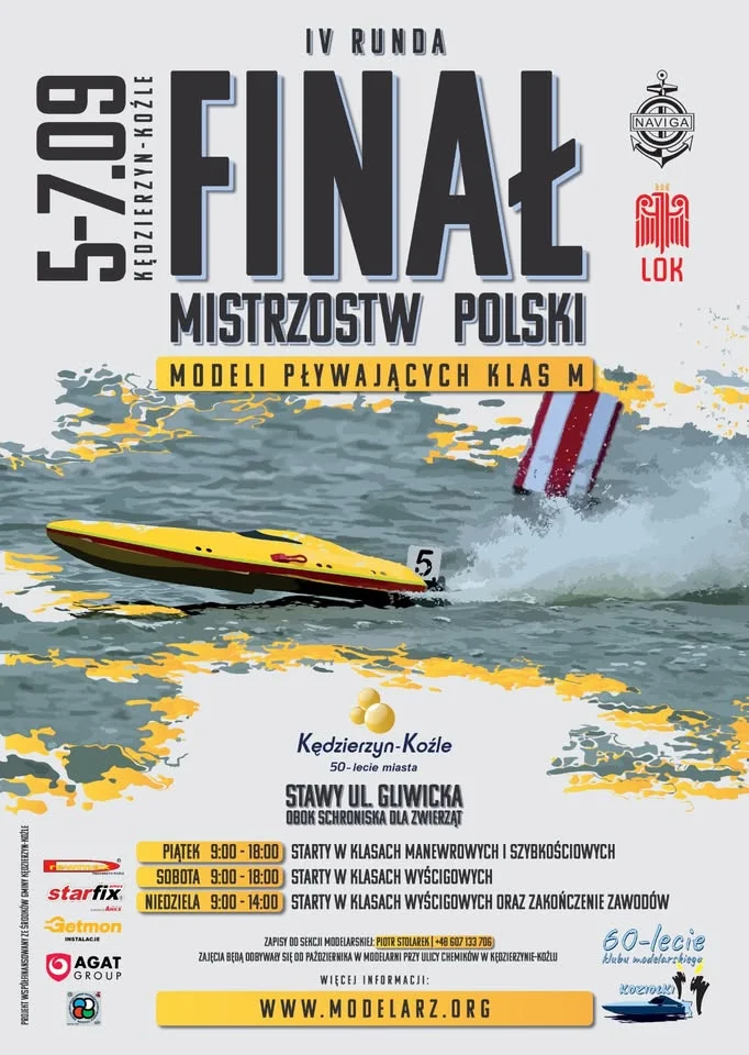 Obrazek przedstawia grafikę promocyjną wydarzenia Finał IV Rundy Mistrzostw Polski w wyścigach wodnych