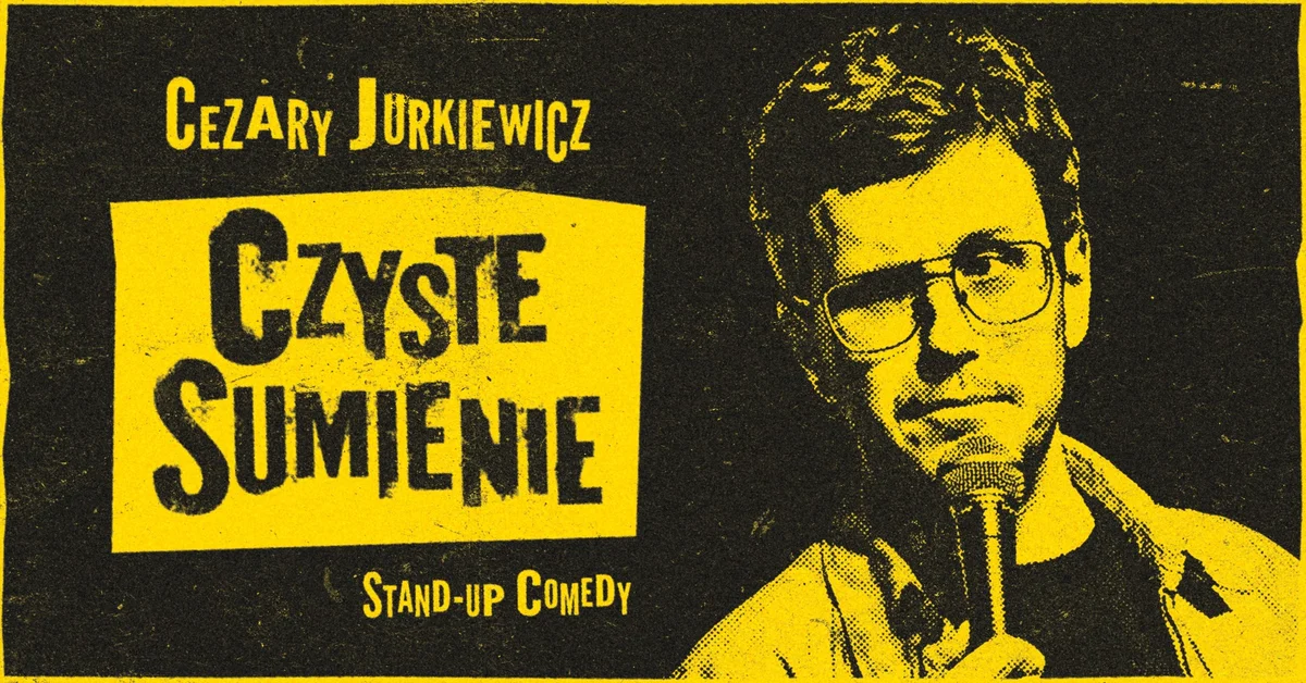 Grafika promocyjna wydarzenia Czyste Sumienie: stand-up Cezarego Jurkiewicza