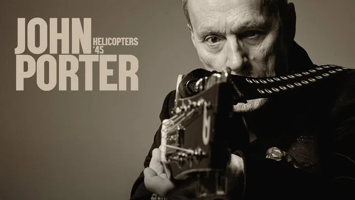 Grafika promocyjna wydarzenia JOHN PORTER - HELICOPTERS ’45 w Domu Kultury Chemik (Kędzierzyn-Koźle)