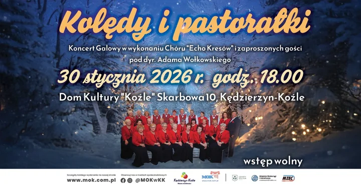 Grafika promocyjna wydarzenia Kolędy i pastorałki w wykonaniu Chóru „Echo Kresów”