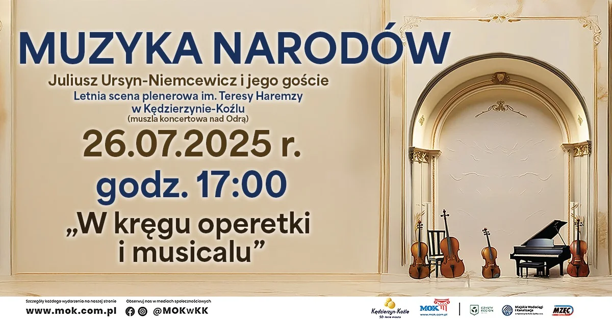 Grafika promocyjna wydarzenia Koncert operetkowo-musicalowy w Muszli koncertowej Kędzierzyn-Koźle