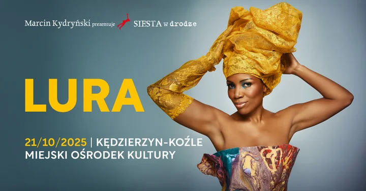 Obrazek przedstawia grafikę promocyjną wydarzenia Koncert Lury w ramach cyklu Siesta w drodze