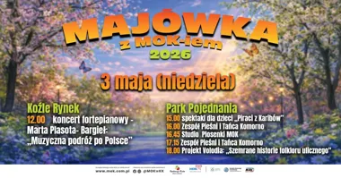 Grafika promocyjna wydarzenia Majówka z MOK 2026: koncert fortepianowy Marty Plasoty-Bargieł na kozielskim Rynku