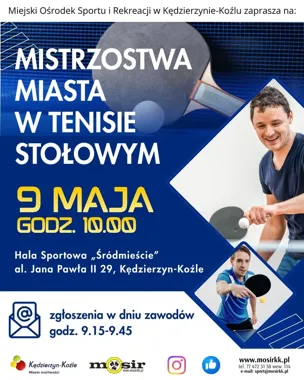 Grafika promocyjna wydarzenia Mistrzostwa Miasta w tenisie stołowym w Kędzierzynie-Koźlu