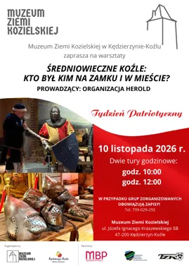 Grafika promocyjna wydarzenia Średniowieczne Koźle: kto był kim na zamku i w mieście?