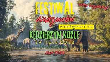 Grafika promocyjna wydarzenia Festiwal Dinozaurów w Kędzierzynie-Koźlu
