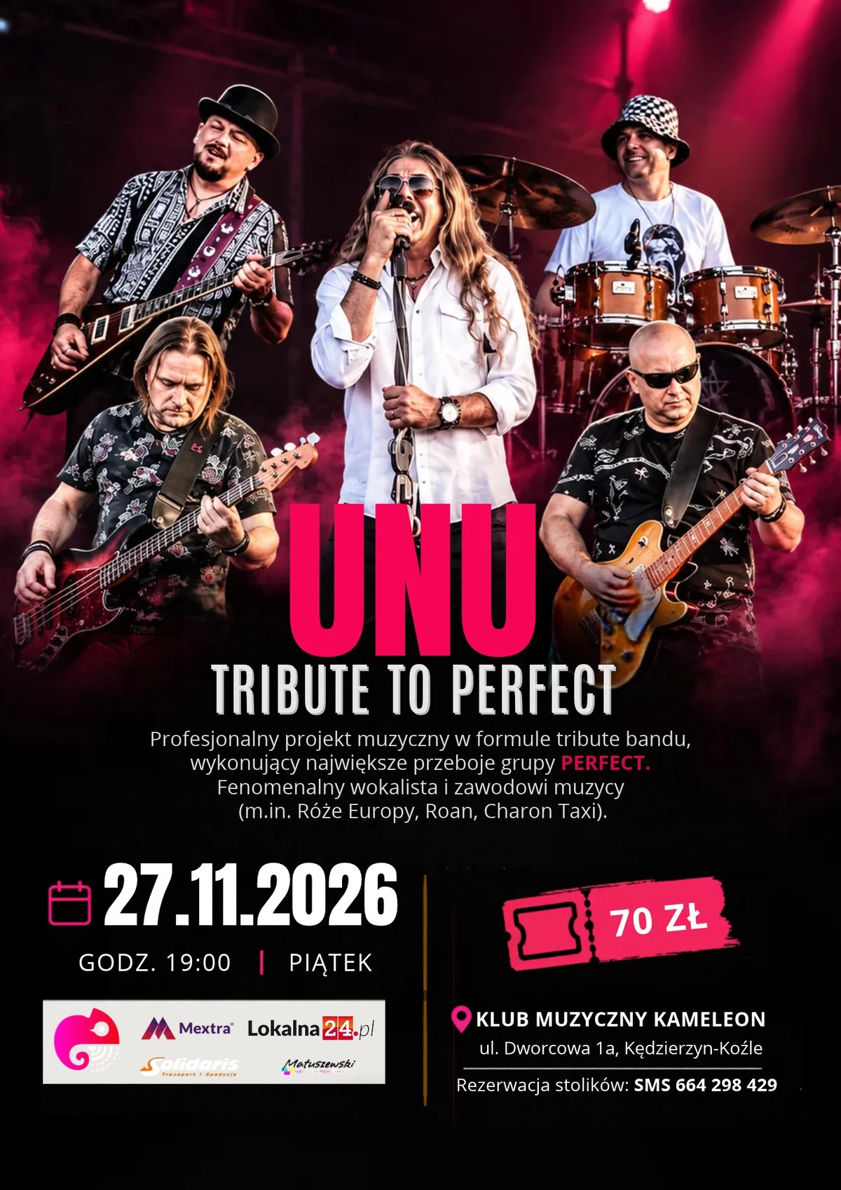 Grafika promocyjna wydarzenia UNU Tribute to Perfect: koncert w Kędzierzynie-Koźlu