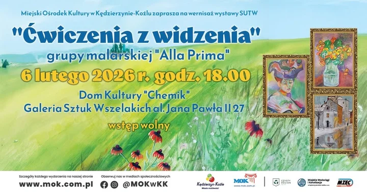 Grafika promocyjna wydarzenia Wernisaż „Ćwiczenia z widzenia” — wystawa grupy Alla Prima