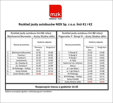 Dodatkowe autobusy na mecz Zaksy. MZK uruchomi linie K1 i K2