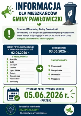 Popiół zostanie w domach dłużej niż planowano. Odbiór w Pawłowiczkach przesunięty